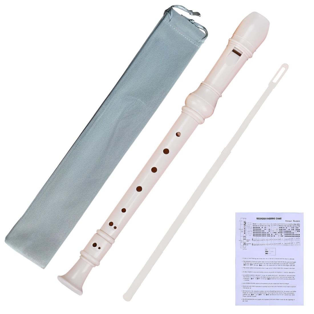 fogman ソプラノリコーダー 布ケース 掃除棒付き 持ち運び 縦笛 コンサート (ホワイト)