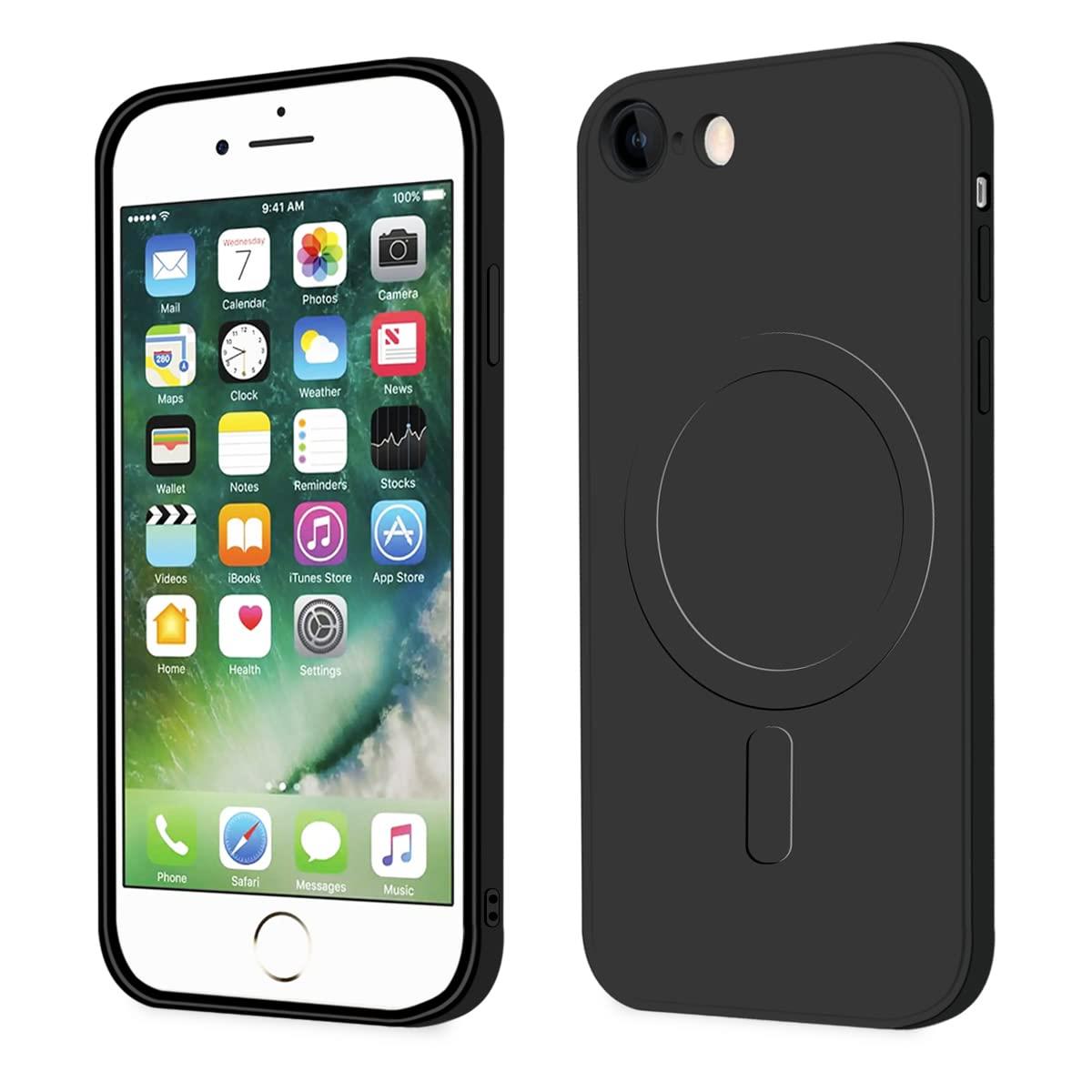 【Majiyana】iPhone SE第3世代、iPhone SE2、iPhone8、iPhone7 ケース MagSafe対応ケース シリコン 耐衝撃 TPU 薄型 アイフォン se3 カバー シリコン 軽量 ストラップホール付き レンズの全面保護 スマホケース 傷つき防止 落下防止 防塵 4.7インチ（ブラック）