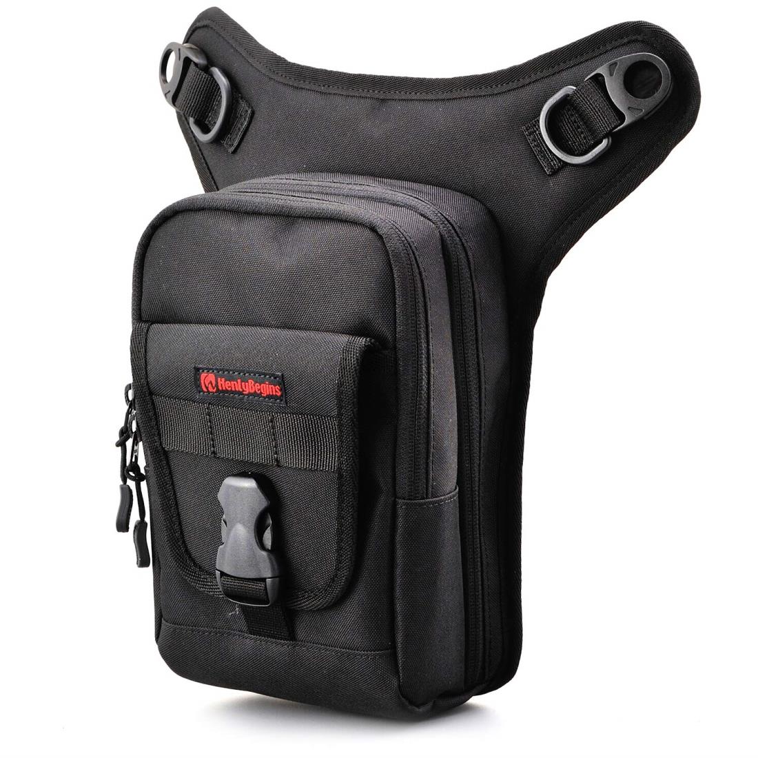 ヘンリービギンズ(Henly Begins) デイトナ バイク用 レッグバッグ 1.5L ポリエステル ペットボトル収納可 3室構造 3 DH-729 ブラック 98659