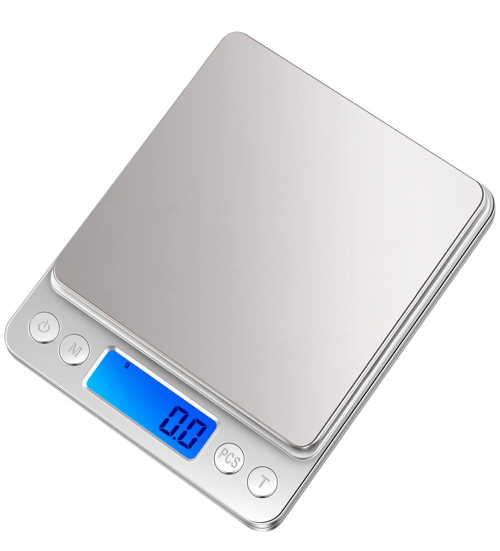 Imtykee デジタルスケール キッチンスケール 0.1g単位 電子スケール クッキングスケール 精密電子はかり 計量器 電子天秤 0.5gから3.0kgまで コンパクト 計量可能風袋引き機能 オートオフ機能 多用途 小型 シルバー