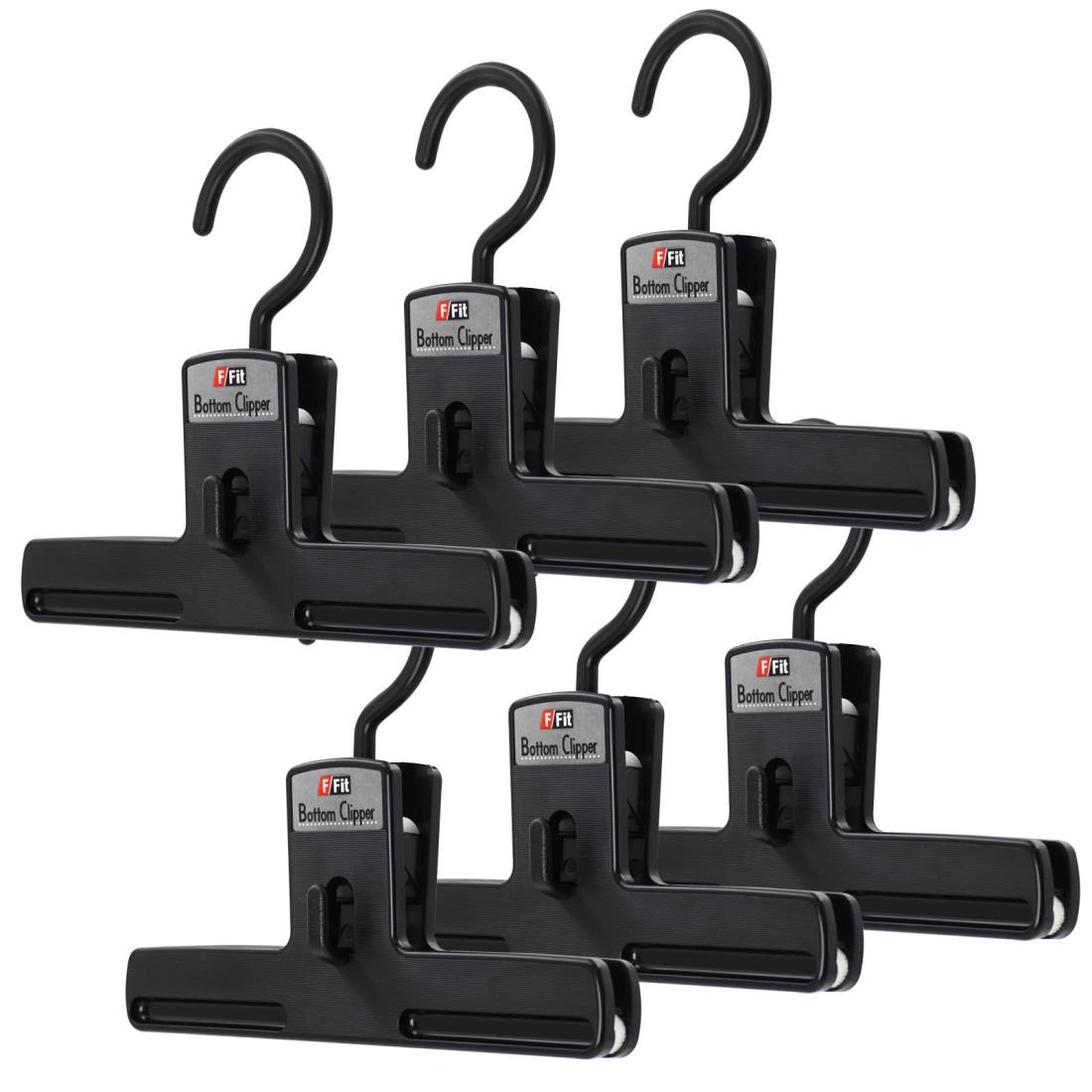 シンコハンガー(Shinkohanger) 衣類用ハンガー F-Fit ボトムクリッパー 6個セット ブラック 日本製 ラック ズボン ピンチ 洗濯 タオル スラックス バスタオル ネクタイ 頑丈 かたくずれ防止 物干し スカート パンツ 押し入れ 収納 コート スーツ 01248