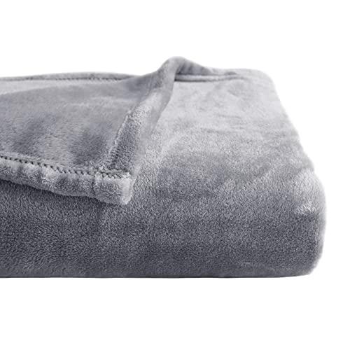 NICETOWN 毛布 シングル 洗える ブランケットフランネル キャンプ blanket 柔らか キャンプ用 マイクロファイバー ブランケットふわふわ感 無地 ライトグレー 230x230cm