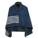 クモリ(Kumori) ひざ掛け 肩掛け 毛布 大判 ブランケット 4way 着る毛布 ボタン付き あったか 防寒対策 静電気防止 洗える 通年使用 (ネイビー 100X140cm)(3)