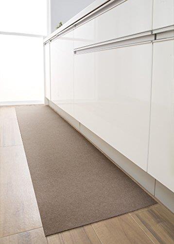 【日本製 撥水 消臭 洗える】サンコー キッチンマット ずれない 台所マット ロング 45×180cm ブラウン おくだけ吸着 KP-21