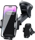 Whatafit スマホホルダー 車 3in1 車載ホルダー スマホスタンド 車 携帯ホルダー 車 【安定性アップ&自由伸縮アーム】 360度回転 超強力真空吸盤 車 スマホスタンド クリップ エアコン 吹き出し口 背面ボタン 片手操作 すまほほるだー 車 手帳型ケース対応 車用品 カー用品