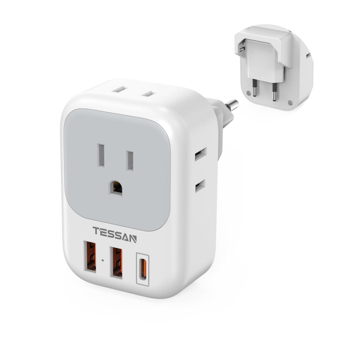 韓国 コンセント 変換プラグ cタイプ TESSAN 折りたたみ式 C型 海外変換プラグ 4個AC差 ...