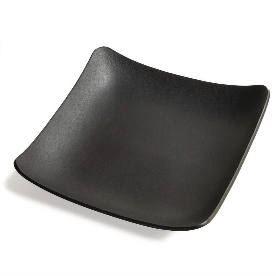 atelierCODEL レザートレイ 小物入れ 1枚の革から職人が形作る芸術的な曲線 本革 アクセサリートレイ 大きめ 日本製 (ブラック, 正方形)