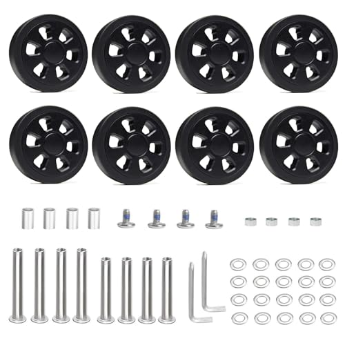 スーツケース用キャスター 修理キット 60mm直径TPUゴム製キャスター黒 8個セットショッピングカート、..