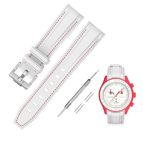 [Jumpsunfun] 20mm 時計バンド for Omega X Swatch Speedmaster MoonSwatch オメガとスウォッチ用シリコンベルト Quick Release 工具付き ホワイト・レッドステッチブランド: Jumpsunfunメーカー: Jumpsunfun