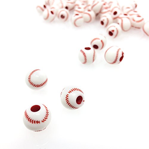 スポーツ ボール ビーズ 12mm オリジナル ハンドメイド DIY (野球ボール／50個)