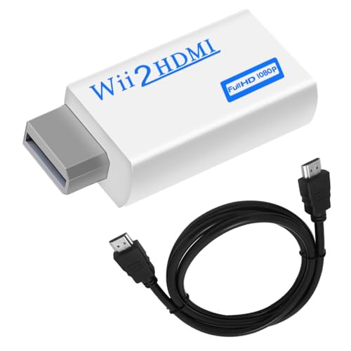 Wii To HDMI 変換アダプタ Wii専用 変換アダプタ 3.5mmオーディオポート付き Deear WiiをHDMIに変換 コンバーター 480p/720p/1080pに出力可能 HDTVに対応 信号干渉低減 強耐熱性 携帯便利 ホワイト 1.5メートルHDMIケーブル付き