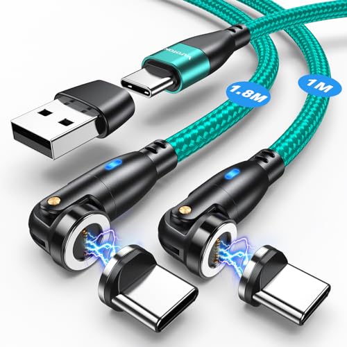 VAFOTON USB Type Cケーブル PD100W対応 9Pin マグネット USB充電ケーブル 【1m / 1.8m】 5A超急速充電 データ転送可 USB-A変換アダプタ付き PDケーブル Book/Pro/phone等Type-c機種対応 磁石 磁気 防塵 着脱式 （1m+1.8m・グリーン）ブランド: VAFOTONメーカー: VAFOTON