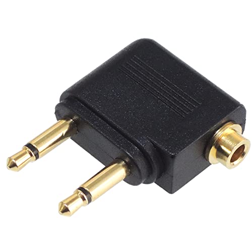 KAUMO 飛行機イヤホンジャック変換アダプタ 3.5mm デュアルジャック変換 ステレオミニ変換 機内イヤホンプラグ変換