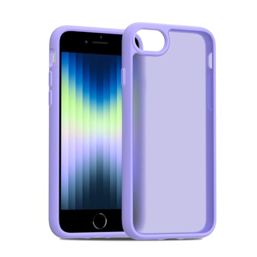PinLiSheng iPhone SE ケース 第3世代 第2世代 iPhone 8/7 ケース マット 半透明 スマホケース 米軍MIL規格 耐衝撃 ワイヤレス充電 黄ばみなし 指紋防止 アイフォン SE3 SE2 7 8 用カバー 4.7インチ,あさむらさき
