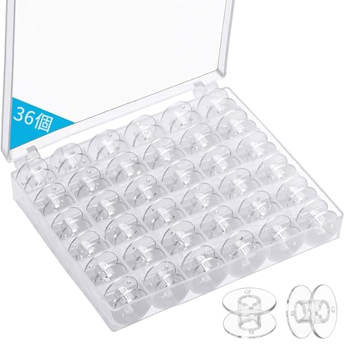 ボビンケース ミシン糸 収納 36個セット ボビン ミシン ボビン 透明ボビン プラスチックボビン 収納箱..