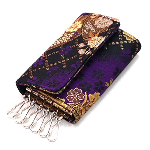 [COCOLUCK] ココラック キーケース メンズ 和柄 金襴 西陣織 6連 お土産 プレゼント キーケース(藍扇)