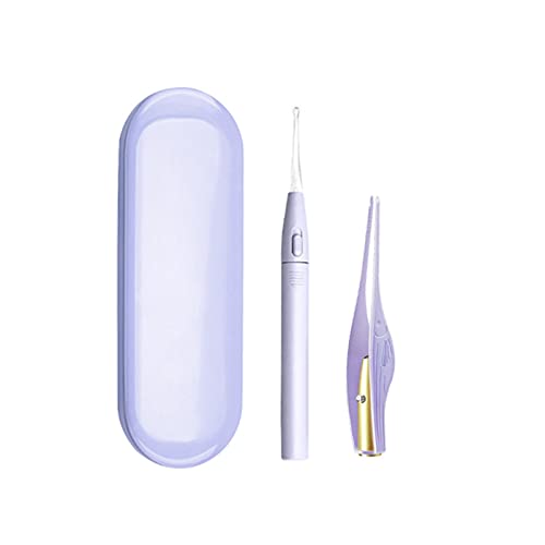 YFFSFDC LEDライト付き 耳かき 耳掃除 イヤークリーナー みみかき ライト 子供用 お年寄り用 家庭用 ライト はっきり見える 携帯便利 収納ケース付き (パープル)
