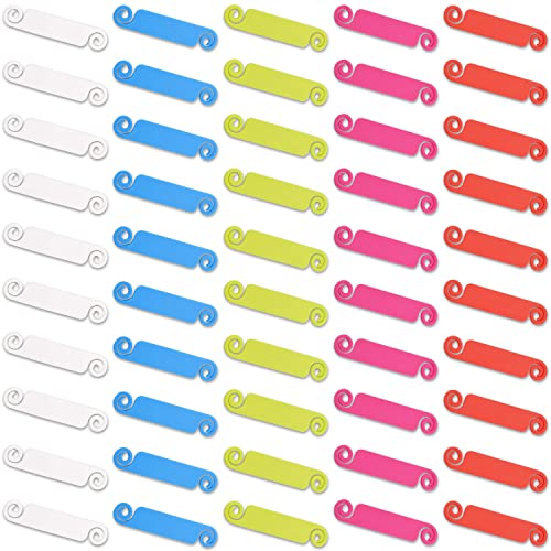 TAOTOO ケーブルタグ ケーブルラベル コードタグ TPR製 50本入り（5色×10） コード識別タグ 配線識別 ..