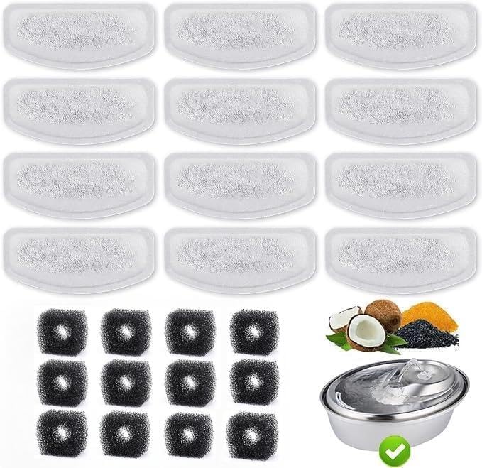 活性炭フィルター 12+12枚入 ペット自動給水器 用フィルター ORSDA 猫 犬 水飲み器 2L 専用用活性炭フィルター イオン樹脂 安全 清潔 多重濾過