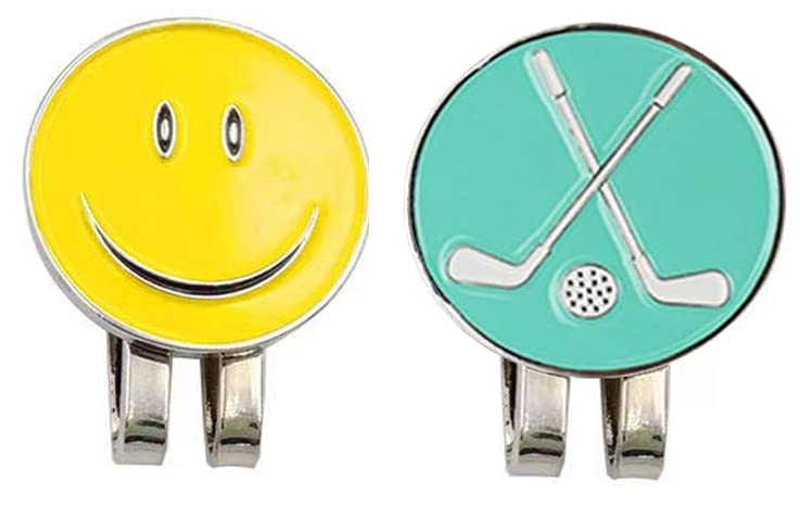 Ikiretmua ゴルフ マーカー マグネット式 クリップ ハットクリップ付き 台座 ゴルフ 笑顔 四つ葉のクロ..