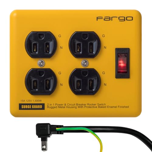 Fargo 延長コード 4個口 雷サージ 一括スイッチ付 STEEL TAP スチールタップ ファーゴ 電源タップ 鉄製..