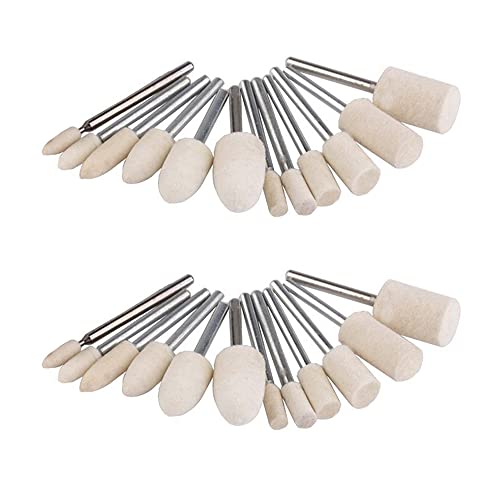YFFSFDC 羊毛フェルトバフ 24個セット 3mm軸 円筒型 砲弾型 フェルトバフ 研磨ヘッド バフ 金属磨き 仕..