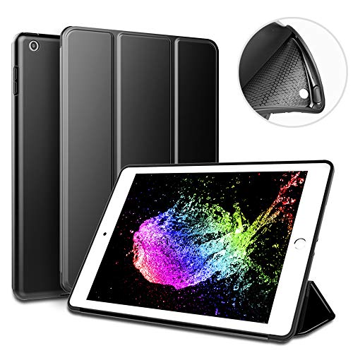 Other - KenKe 新型 iPad 9.7 インチ 2017/2018 ケース 超軽量 柔らかいシリコン PU材質カバー 3段階折り畳み可 スタンド マグネット付き 自動スリープ機能 A1822 A1823 A1893 A1954 iPad 第5世代/ 第6世代 に (ダークブラック) [品]