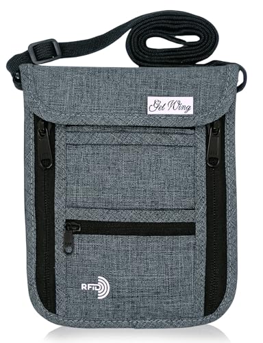 Other - [GetWing] 雑誌掲載 現役客室乗務員推奨 パスポートケース 首下げ スキミング防止 セキュリティポーチ (グレー)