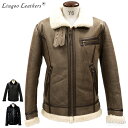 Liugoo Leathers 本革 B-3タイプライダース ムートンジャケット メンズ リューグーレザーズ SRYMT01 シングルライダース ライダースジャケット レザージャケット 革ジャン 皮ジャン ダブルライダース 本革ジャケット ブラック 黒