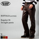 Horn Works 本革 レギュラーフィットレザーパンツ メンズ ホーンワークス 3866 レザーパンツ 本革パンツ 本皮パンツ ライダースパンツ ライディン...