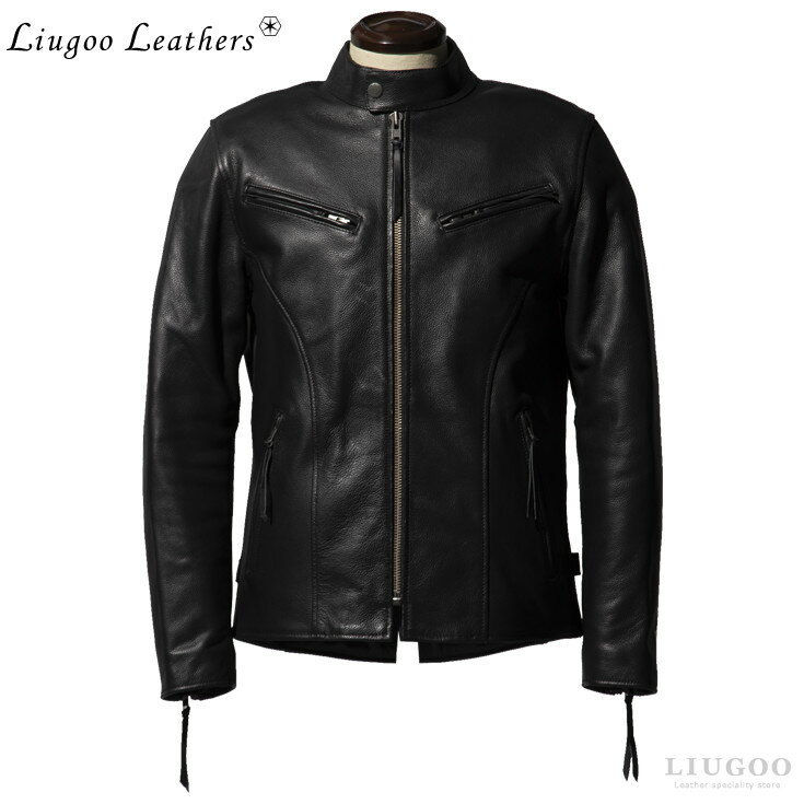 Liugoo Leathers 本革 プロテクター付シングルライダースジャケット メンズ リューグーレザーズ SRS11A レザージャケ…