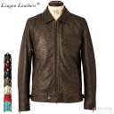 Liugoo Leathers 本革 UK襟付きシングルライダースジャケット メンズ リューグーレザーズ SRY06A ドミネーター コルセア ロッカーズ 革ジ...