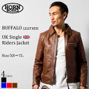 Horn Works 本革 UK襟付きシングルライダースジャ...