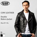 Horn Works 本革 ダブルライダースジャケット メンズ ホーンワークス 4737 ダブルライダース ライダースジャケット レザージャケット 革ジャン 皮...