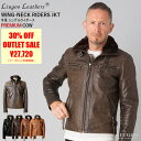 Liugoo Leathers 本革 ウィングネックシングルライダースジャケット メンズ リューグーレザーズ WNG14A レザージャケット 革ジャン 本革ジャ...
