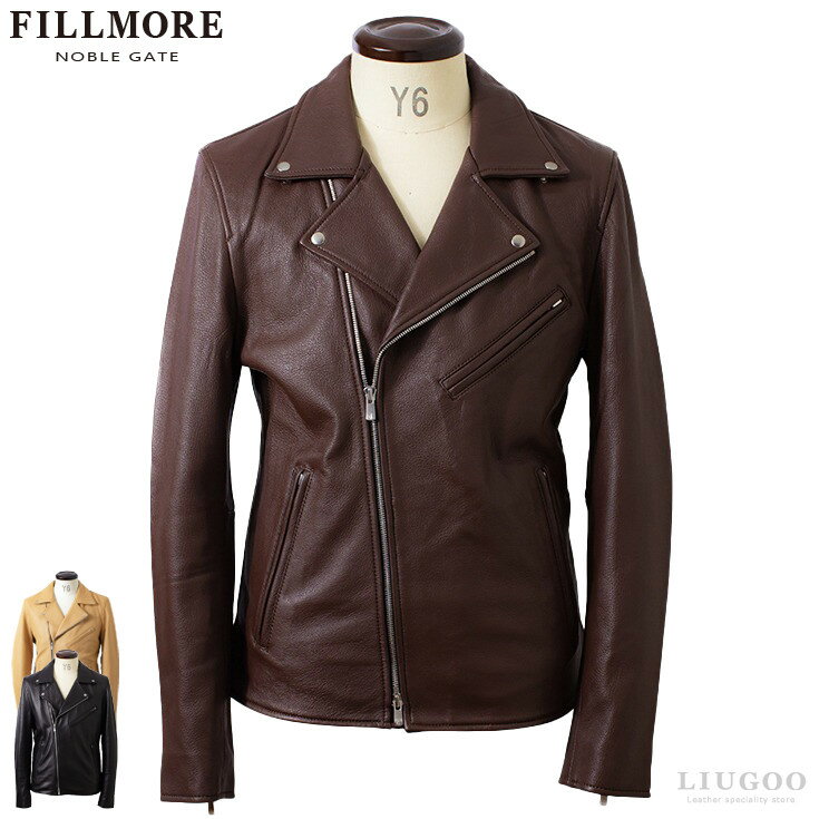 FILLMORE 本革 ディアスキンダブルライダースジャケット メンズ フィルモア DRY13A レザージャケット ブルゾン アウター 革ジャン 皮ジャン 本皮ジャンパー 上質 シルク/軽い/エクセラ/ラムスキン/シープ/海外発送可