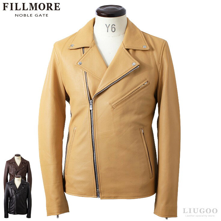 FILLMORE 本革 ディアスキンダブルライダースジャケット メンズ フィルモア DRY13A レザージャケット ブルゾン アウター 革ジャン 皮ジャン 本皮ジャンパー 上質 シルク/軽い/エクセラ/ラムスキン/シープ/海外発送可