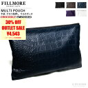 FILLMORE 本革 クロコダイルマルチポーチ 男女兼用 フィルモア BAG03A レザーポーチ/マルチポーチ 父/母/高級/プレゼント/ギフト/贈り物/革小物/エンボス/ラグジュアリー/皮革/雑貨/海外発送可