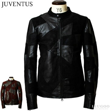 JUVENTUS 本革 パッチワークライダースジャケット メンズ ユベントス KR004 レザージャケット/ブルゾン/アウター 革ジャン/皮ジャン/本皮ジャンパー/上質/ダブル/軽い/ラムスキン/シープ/シンプル/海外発送可