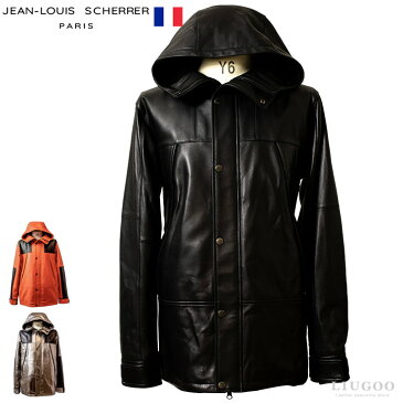 JEAN-LOUIS SCHERRER 本革 レザーマウンテンパーカー メンズ ジャン=ルイ・シェレル 6059 本革レザーコート フランス・パリコレブランド ハーフコート 本革コート トレンチコート レザーアウター ステンカラーコート レザージャケット 革ジャン 皮ジャン