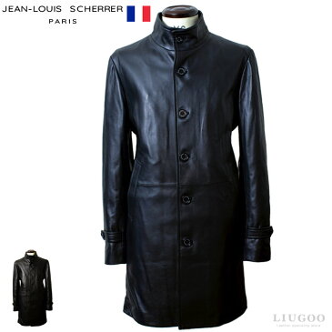 JEAN-LOUIS SCHERRER 本革 レザースタンドカラーコート メンズ ジャン=ルイ・シェレル 6081 本革レザーコート フランス・パリコレブランド ハーフコート 本革コート トレンチコート レザーアウター ステンカラーコート レザージャケット 革ジャン 皮ジャン
