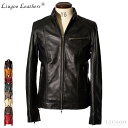 Liugoo Leathers 本革 シングルライダースジャケット メンズ リューグーレザーズ SRS07 軽くて柔かい! ライダースジャケット レザージャケッ...