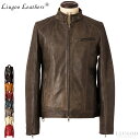 Liugoo Leathers 本革 シングルライダースジャケット メンズ リューグーレザーズ SRS07 レザージャケット バイカージャケット 革ジャン 皮ジ...