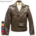 Liugoo Leathers 本革 ダブルライダースジャケット メンズ リューグーレザーズ DRY01A レザージャケット バイカージャケット 革ジャン 皮ジ...