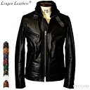 Liugoo Leathers 本革 襟ボアハイネックシングルライダースジャケット メンズ リューグーレザーズ WNG01A シングルライダース ライダースジャ...
