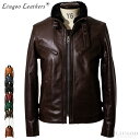 Liugoo Leathers 本革 襟ボアハイネックシングルライダースジャケット メンズ リューグーレザーズ WNG01A シングルライダース ライダースジャ...