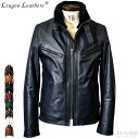 Liugoo Leathers 本革 襟ボアハイネックシングルライダースジャケット メンズ リューグーレザーズ WNG01A シングルライダース ライダースジャ...