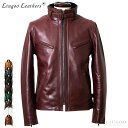 Liugoo Leathers 本革 襟ボアハイネックシングルライダースジャケット メンズ リューグーレザーズ WNG01A シングルライダース ライダースジャ...