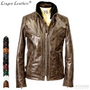 Liugoo Leathers 本革 襟ボアハイネックシングルライダースジャケット メンズ リューグーレザーズ WNG01A シングルライダース ライダースジャ...