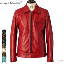 Liugoo Leathers 本革 UK襟付きシングルライダースジャケット メンズ リューグーレザーズ SRY06A ロッカーズ 革ジャン 皮ジャン 本皮ジャ...